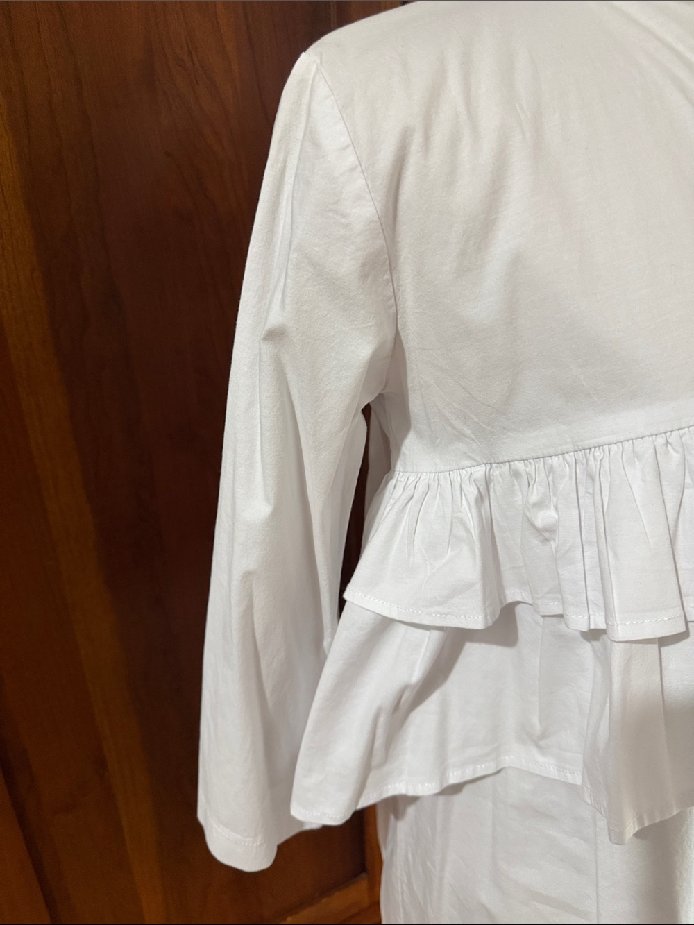 White Ruffle Front Pullover Blouse - Picture 3 of 5
